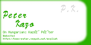 peter kazo business card